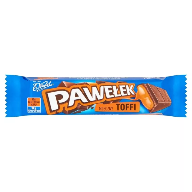 Baton Pawełek Batonik mleczny toffi 45 g x 24 sztuki Baton Pawełek Batonik mleczny toffi 45 g x 24 sztuki