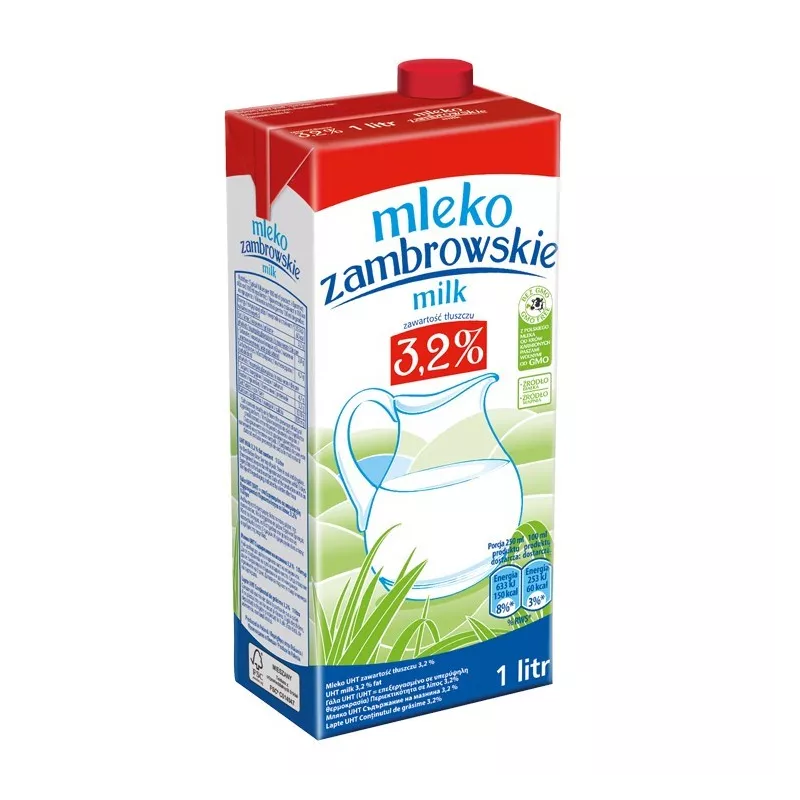 Mleko Zambrowskie 3.2 % 1 litr x 12 sztuk