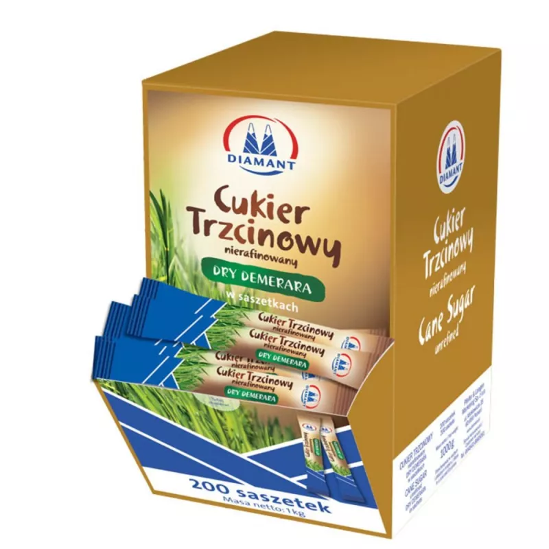 Diamant Cukier trzcinowy w paluszkach 5g 200 szt Diamant Cukier trzcinowy w paluszkach 5g 200 szt