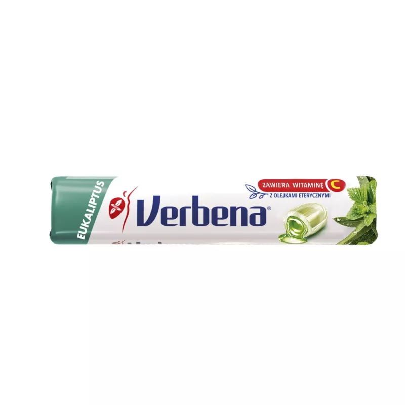 CUKIERKI VERBENA Z MENTOLEM i EUKALIPTUSEM 32G x 24 sztuki CUKIERKI VERBENA Z MENTOLEM i EUKALIPTUSEM 32G x 24 sztuki