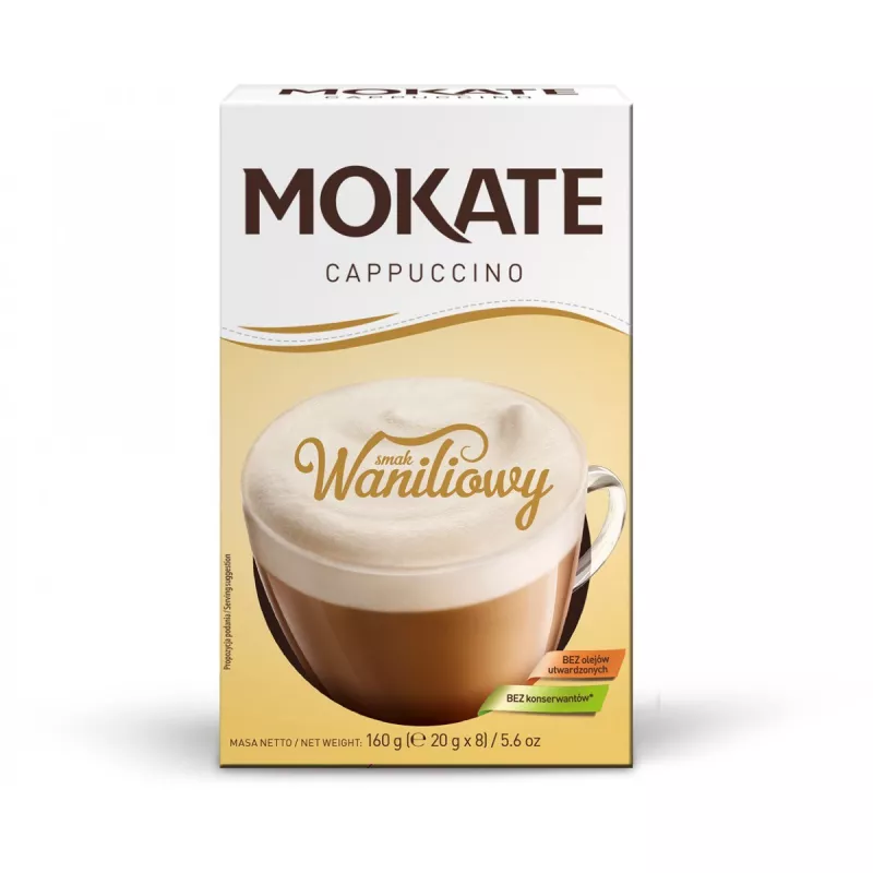 Cappuccino Mokate o smaku Waniliowym 20 gram x 8 saszetek Cappuccino Mokate o smaku Waniliowym 20 gram x 8 saszetek