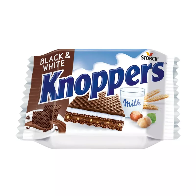 Knoppers wafelek BLACK&WHITE 25g x 24 sztuki Knoppers wafelek BLACK&WHITE 25g x 24 sztuki