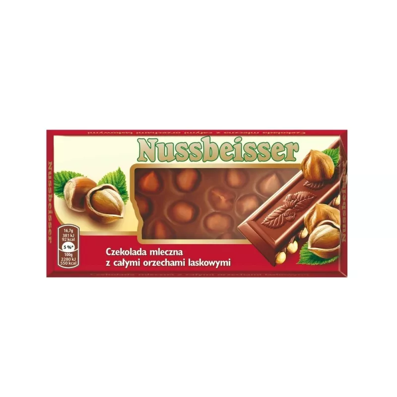 Nussbeisser Czekolada z orzechami laskowymi 100g X 10 TABLICZEK