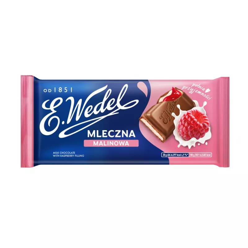 Wedel CZEKOLADA MLECZNA MALINOWA 100 G x 5 sztuk Wedel CZEKOLADA MLECZNA MALINOWA 100 G x 5 sztuk