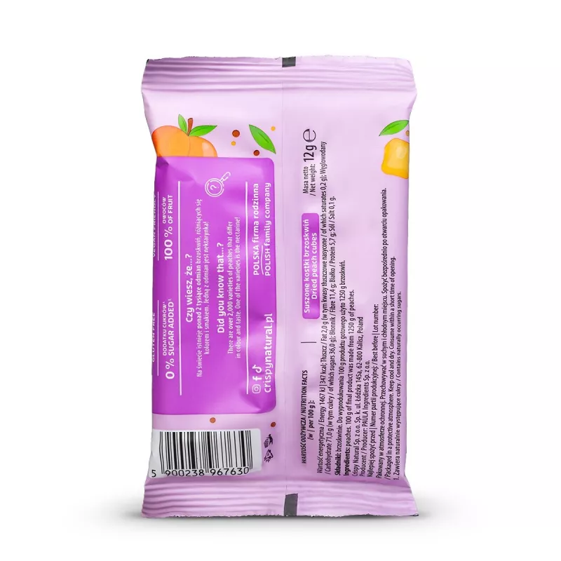Crispy Natural Brzoskwinia suszona 100% 12g x 20 sztuki Crispy Natural Brzoskwinia suszona 100% 12g x 20 sztuki