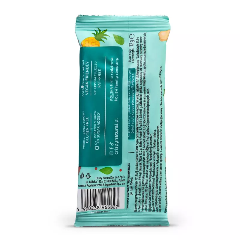 Crispy Natural suszone jabłko - ananas kostka 12g x 32 sztuki Crispy Natural suszone jabłko - ananas kostka 12g x 32 sztuki