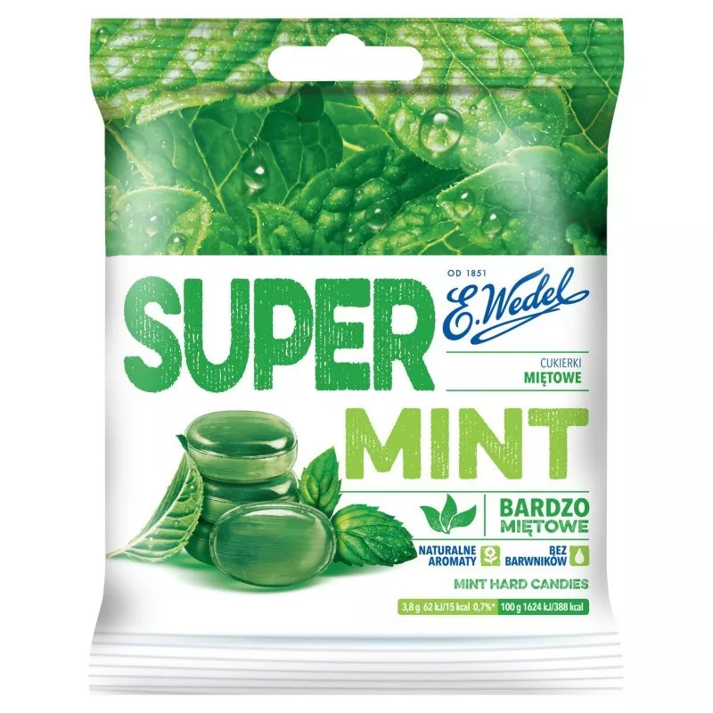 Wedel Super Mint Cukierki miętowe 90 g x 14 sztuk Wedel Super Mint Cukierki miętowe 90 g x 14 sztuk