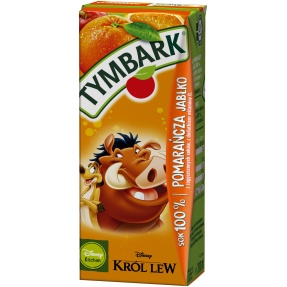 Tymbark sok pomarańczowy z jabłkiem ze słomką 200ml X 27 SZTUK
