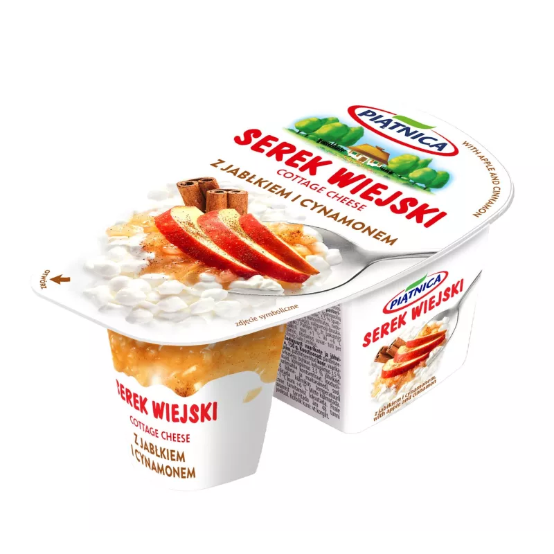 Piątnica serek wiejski z jabłkiem i cynamonem 150 gram x 12 sztuk