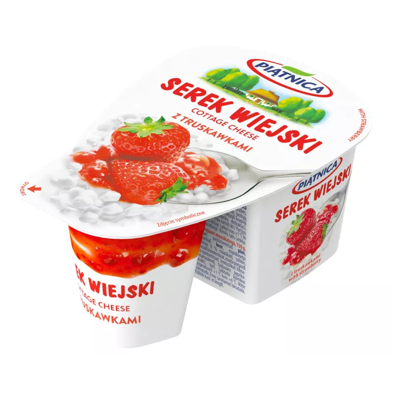 Piątnica serek wiejski z truskawkami 150 gram x 12 sztuk Piątnica serek wiejski z truskawkami 150 gram x 12 sztuk