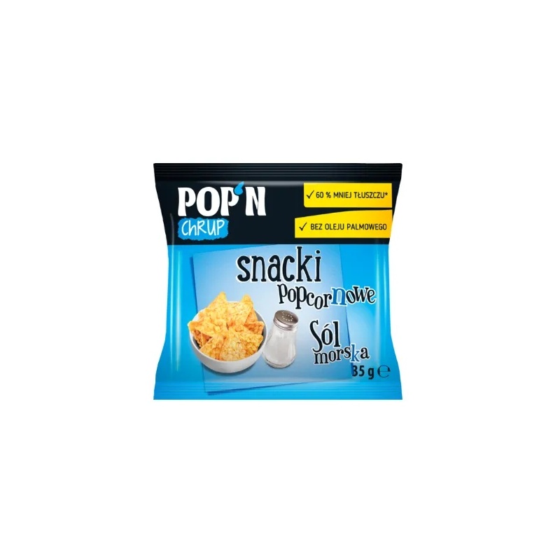 Sante POP'N CHRUP Snacki Popcornowe Sól morska 35g x 30 sztuk Sante POP'N CHRUP Snacki Popcornowe Sól morska 35g x 30 sztuk