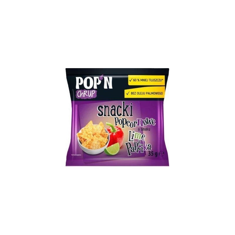 Sante POP'N CHRUP Snacki Popcornowe Papryka i limonka 35g x 30 sztuk Sante POP'N CHRUP Snacki Popcornowe Papryka i limonka 35g x 30 sztuk
